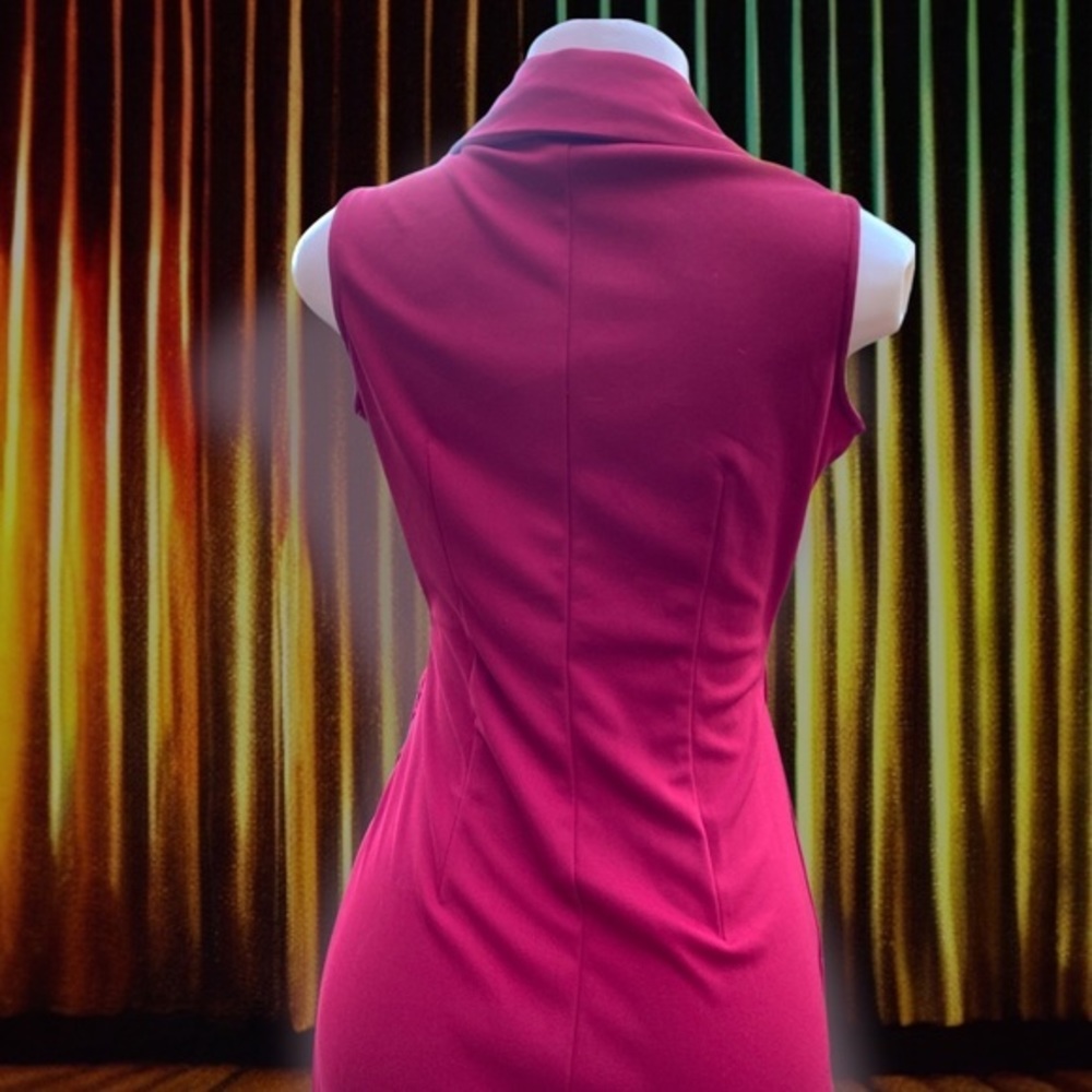 Vintage Y2K Express Faux Wrap Collared Ruched Sheath Dress 1/2 - Picture 4 of 6